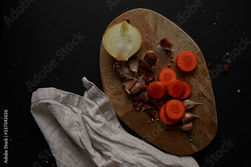 Vegetables on a wooden board