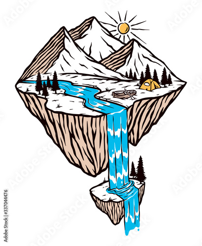 Mountain scenery illustration