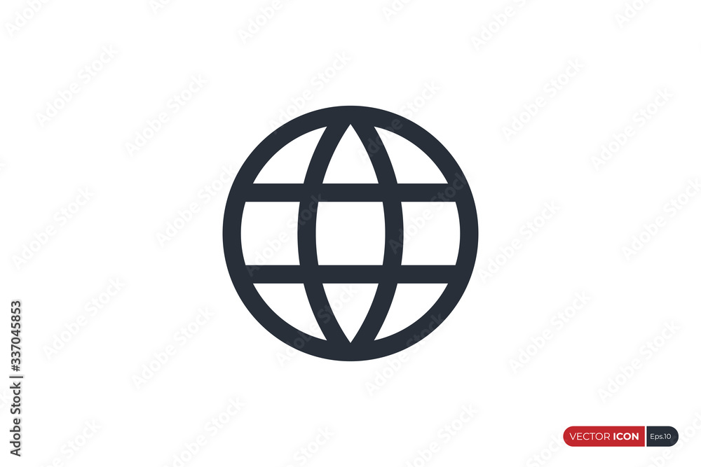 World Globe Icon Line isolated on White Background. Flat Vector Icon Design Template Element. World Globe Icon Line isolated on White Background. Flat Vector Icon Design Template Element.