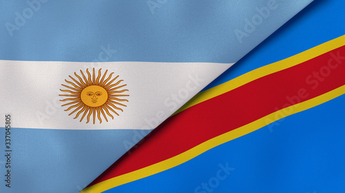 The flags of Argentina and DR Congo. News, reportage, business background. 3d illustration photo