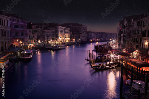 Night view at Canal Grande from Ponte di Rialto, Venice