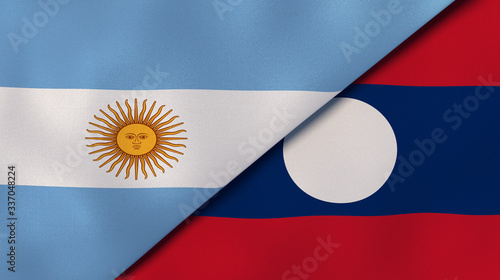 The flags of Argentina and Laos. News, reportage, business background. 3d illustration photo