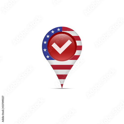 Polling place location marker. The US presidential election 2020. Vector illustration