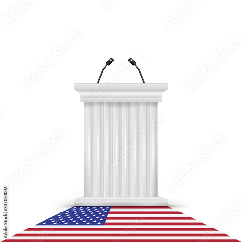 Tribune, speaker' podium. The US presidential election 2020. Vector illustration