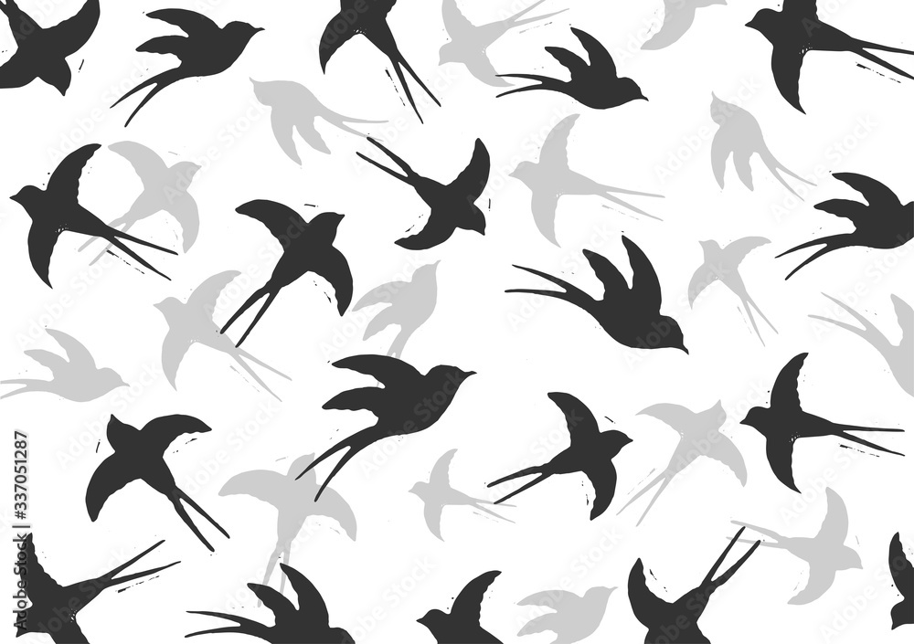 Set of illustrations with a picture of swallows. Set of illustrations with a picture of swallows.