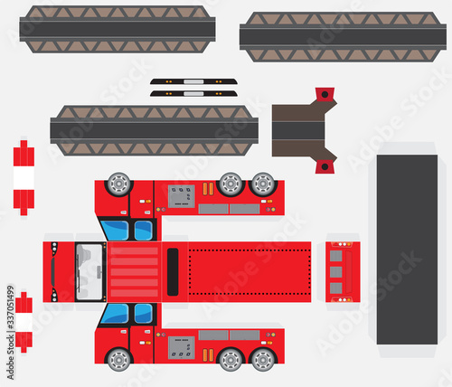 Paper model of ladder Fire Truck , cut and glue