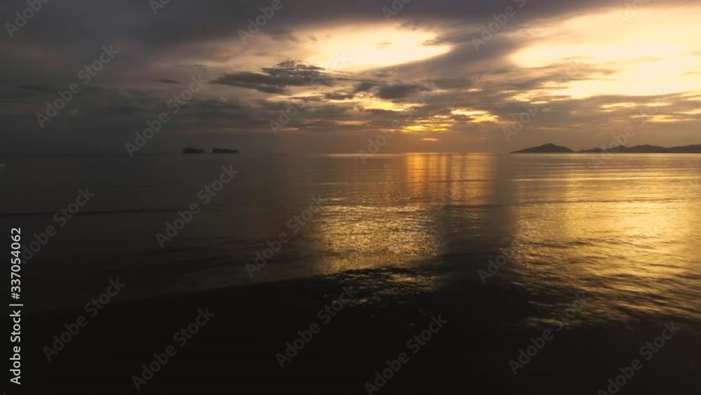 Sky view of sea scape in sunset time with low and dark lighting HD footage. Sky view of sea scape in sunset time with low and dark lighting HD footage.