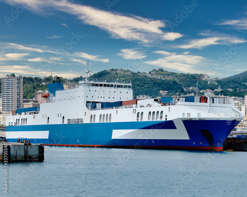 big rorro vessel in genova harbour during loading and unloading operation © manola72