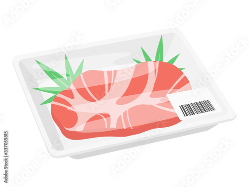 パックに入ったステーキ肉のイラスト