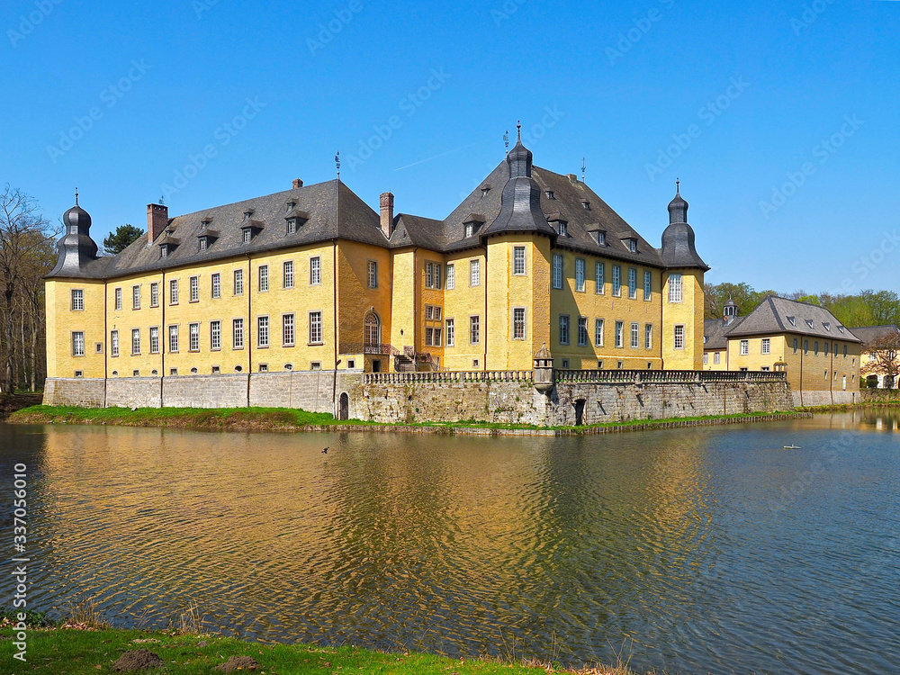 Castle of Schloss Dck in Juechen in spring