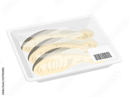 パックに入った白身魚のイラスト
