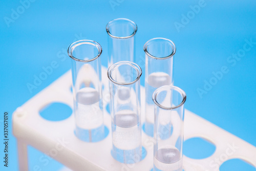 Test tubes on a blue background