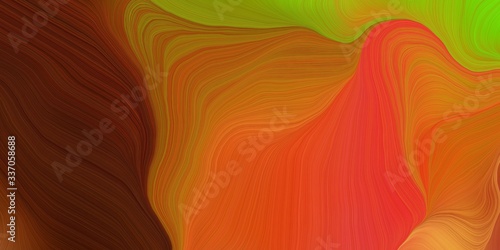 vibrant background graphic with modern soft swirl waves background design with coffee, dark red and yellow green color