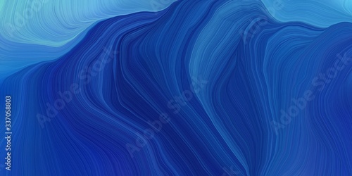 vibrant background graphic with modern curvy waves background illustration with strong blue, corn flower blue and steel blue color © Eigens