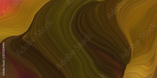 vibrant background graphic with smooth swirl waves background design with very dark green, sienna and saddle brown color
