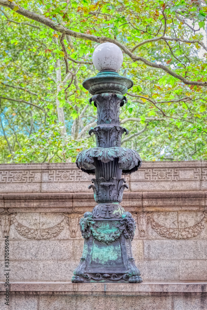 Old Decorated lamp in Bryant Park, opened in 1847 and was called Reservoir Square. Old Decorated lamp in Bryant Park, opened in 1847 and was called Reservoir Square.