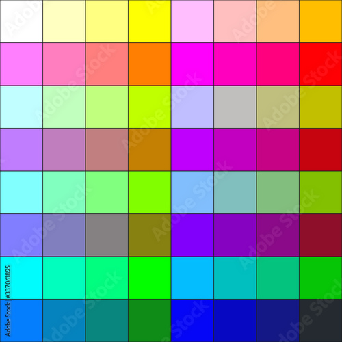 Color palette used in comics up until the early 1980s.

All CMYK values are either 00, 25, 50 or 100.