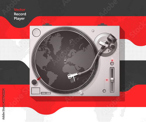 Record Player Vector. Vintage Turntable. Vinyl