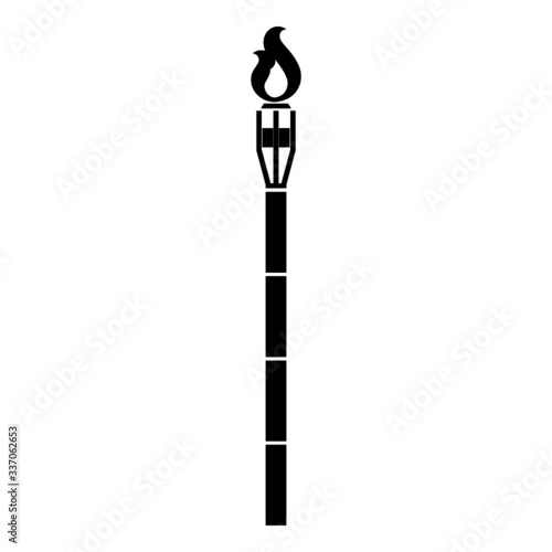 Burning beach bamboo torch icon isolated on white background