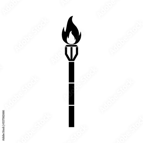 Burning beach bamboo torch icon isolated on white background
