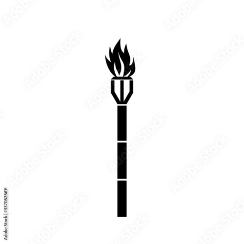 Burning beach bamboo torch icon isolated on white background