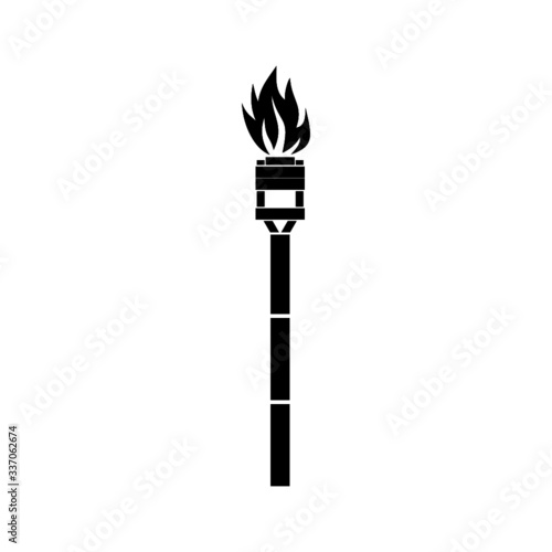 Burning beach bamboo torch icon isolated on white background