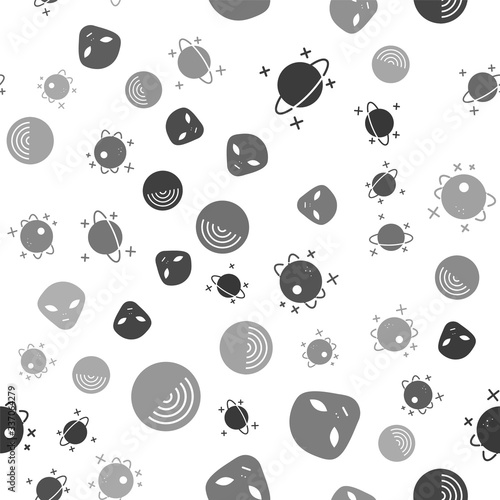 Set Planet, Alien, Planet and Earth structure on seamless pattern. Vector
