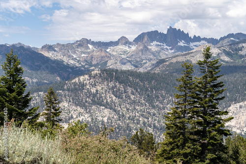 Minaret Vista Point in Mammoth Lakes California in the summer on a partly cloudy day