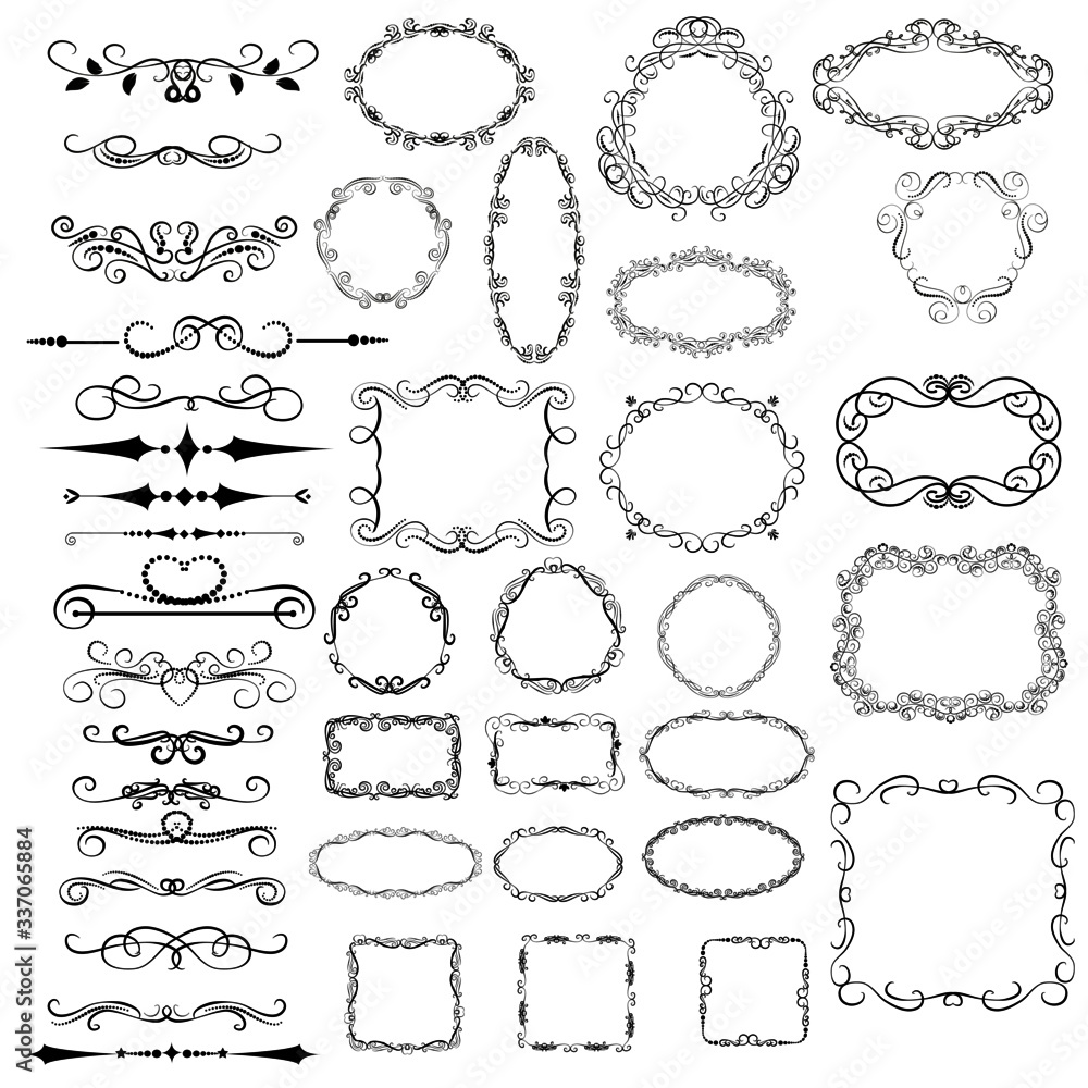 Set of florish dividers, borders Set of florish dividers, borders