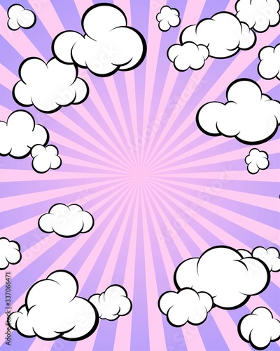 Bright background for product presentation or text. Comic hand-drawn style. Smartphone screen. Application Post. Vertical format.