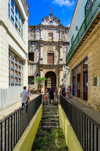 Havana Cuba Colorful group of old classic houses in downtown, an iconic sight.