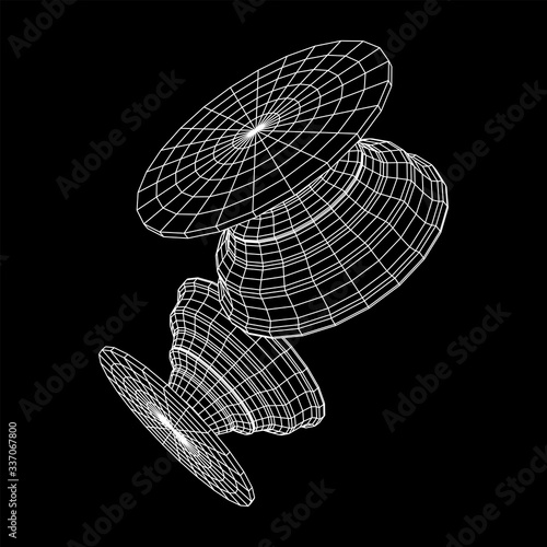 Smarthone Cellphone Pop Socket Holder. Wireframe low poly mesh vector illustration.