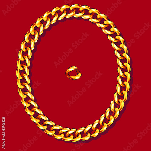 Gold Chain. Vector Frame. Clip Art. Detal.