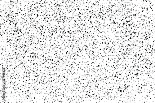 Grunge texture of an uneven rough surface with pores of different sizes. Abstract background that resembles a sponge with large pores in close-up. Vector illustration. Overlay template.