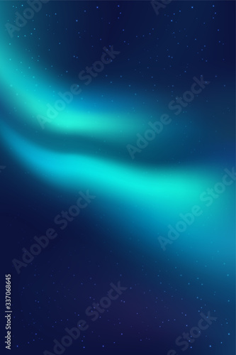 Night Sky, Aurora Borealis, Northern Lights Effect, Realistic Colored polar lights. Vector Illustration, abstract space design for aurora borealis.