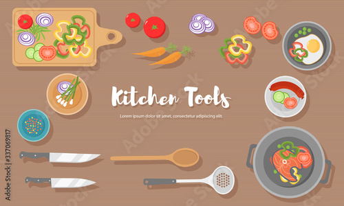 Cooking food, kitchen. 