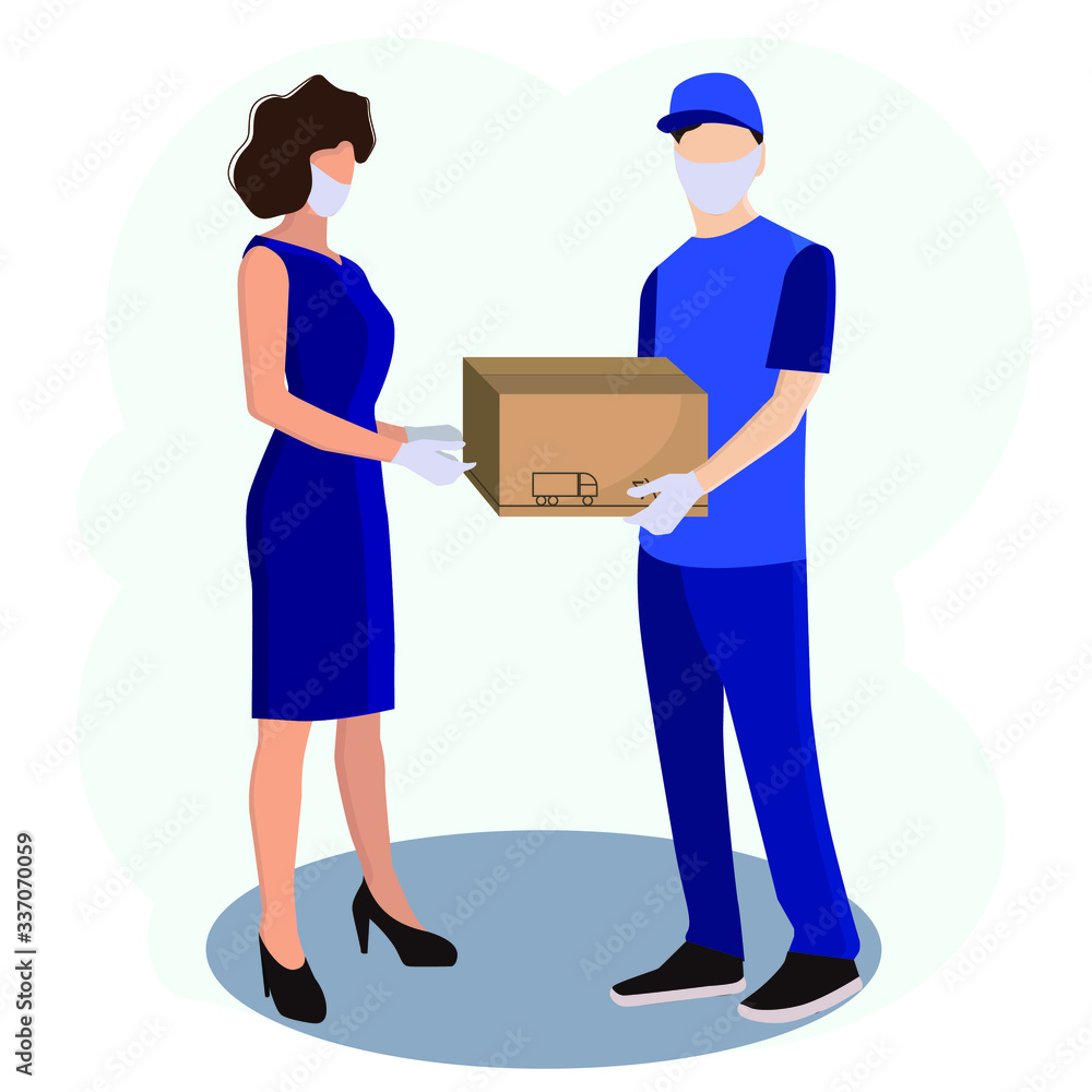 isolation girl, takes a parcel from a courier. home delivery of goods. flat style vector
isolation girl, takes a parcel from a courier. home delivery of goods. flat style vector