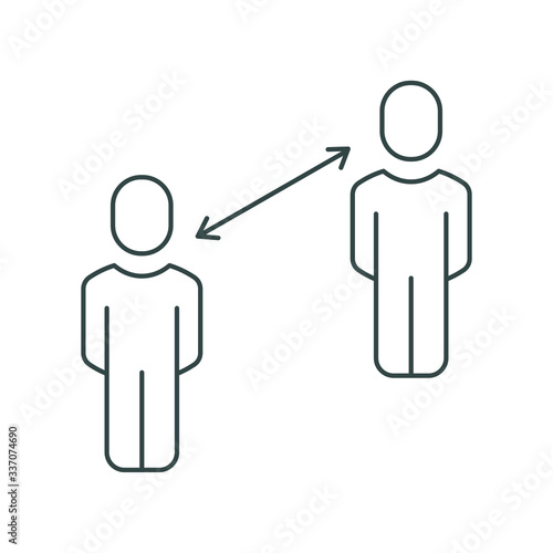 Line icon, distance between two people