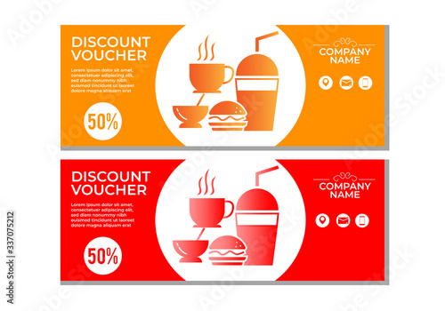 Discount voucher fast food template design.Discount voucher hamburger in template design.