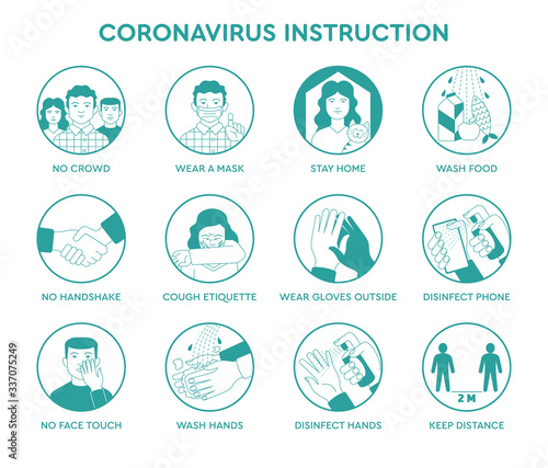 Infographic icons coronavirus  instruction