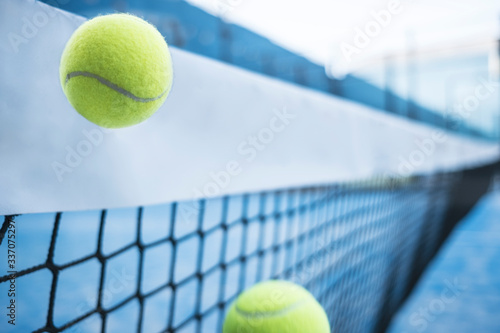Paddle tennis ball shot go to net in traiing class © FotoAndalucia