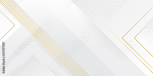 Abstract white and gold luxury geometric background. Illustration vector for presentation design, poster, banner, and business card
