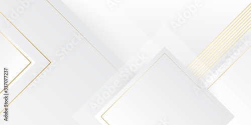 Abstract gold triangle shapes and luxury pattern background on white background. Modern coporate concept for presentation design, banner, business card and much more