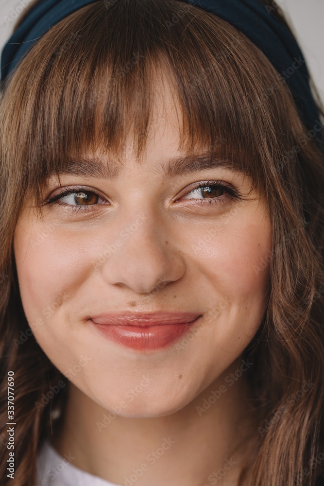 Closeup smiling beautiful girl Closeup smiling beautiful girl