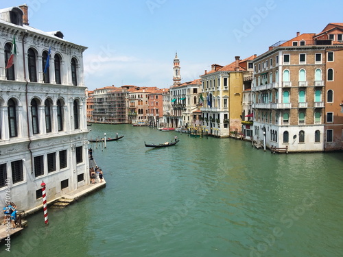 View on the central part of Venice, the Grand Canal, with multiple architectural monuments, Venice, Italy, Europe