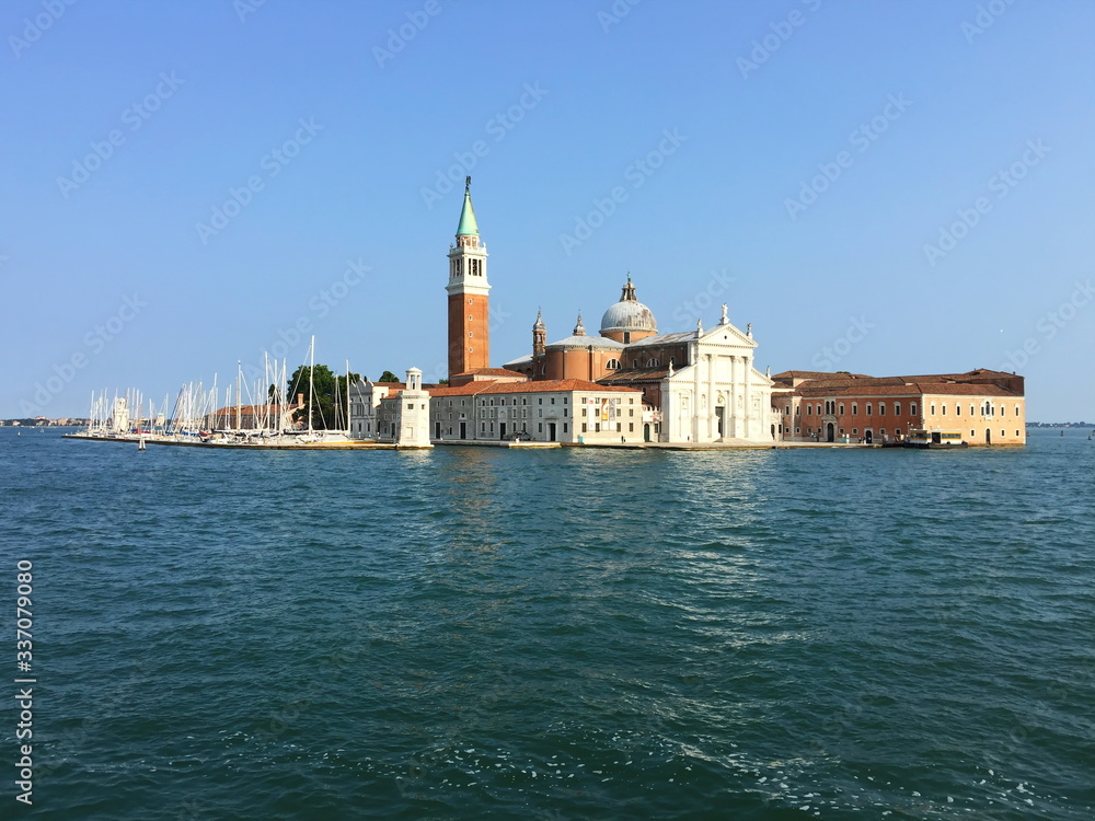 View of the old, historical part of Venice from the Adriatic Sea. Summer, Venice, Italy, Europe View of the old, historical part of Venice from the Adriatic Sea. Summer, Venice, Italy, Europe