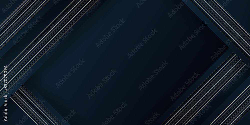 Obraz premium Abstract gradient black template design of technology cover background with gold line 