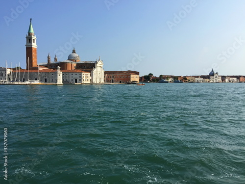 View of the old, historical part of Venice from the Adriatic Sea. Summer, Venice, Italy, Europe