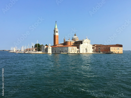 View of the old, historical part of Venice from the Adriatic Sea. Summer, Venice, Italy, Europe