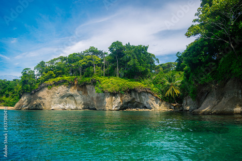 Isla of Escudo South Cliff Shots of Clear Water, Jungle and Rock Islands
